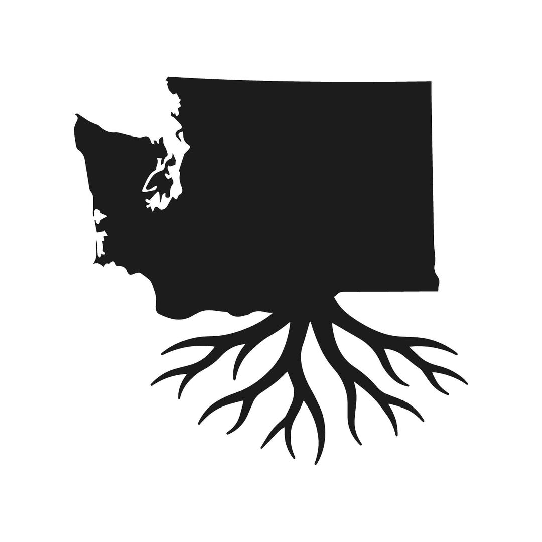 Washington Roots Vinyl Decal State Outline Silhouette Washingtonians WA ...