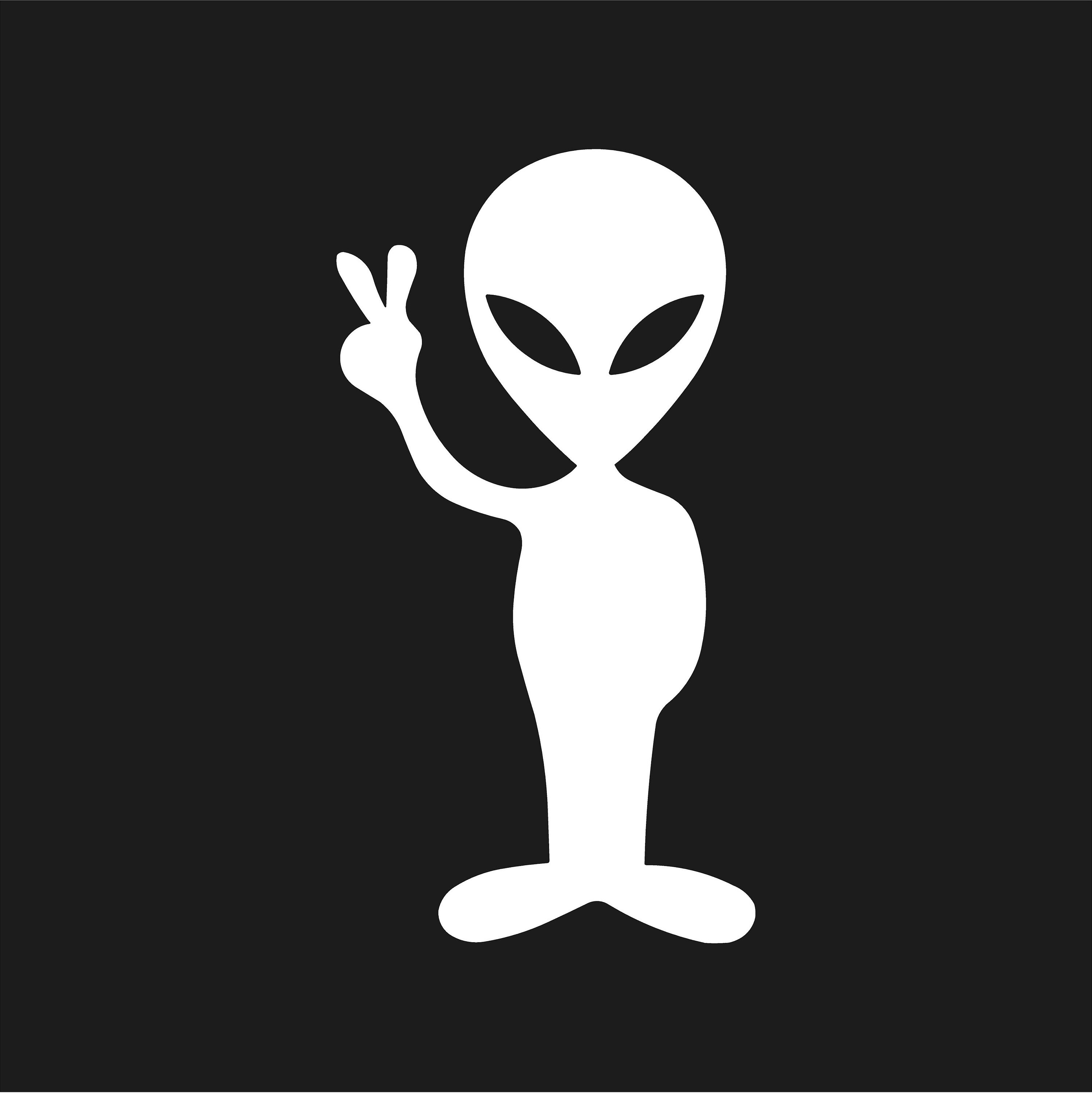 Alien Peace Sign Vinyl Decal Sticker Alien Sticker - Etsy