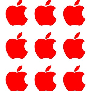 Kleine Apple Logo Vinyl Aufkleber im 9er Set Rot