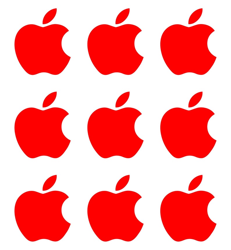 Kleine Apple Logo Vinyl Aufkleber im 9er Set Rot