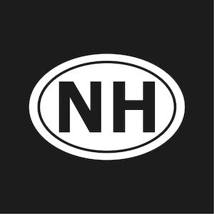 Sticker pour ordinateur portable NH New Hampshire Initiales en vinyle pour fenêtre ovale