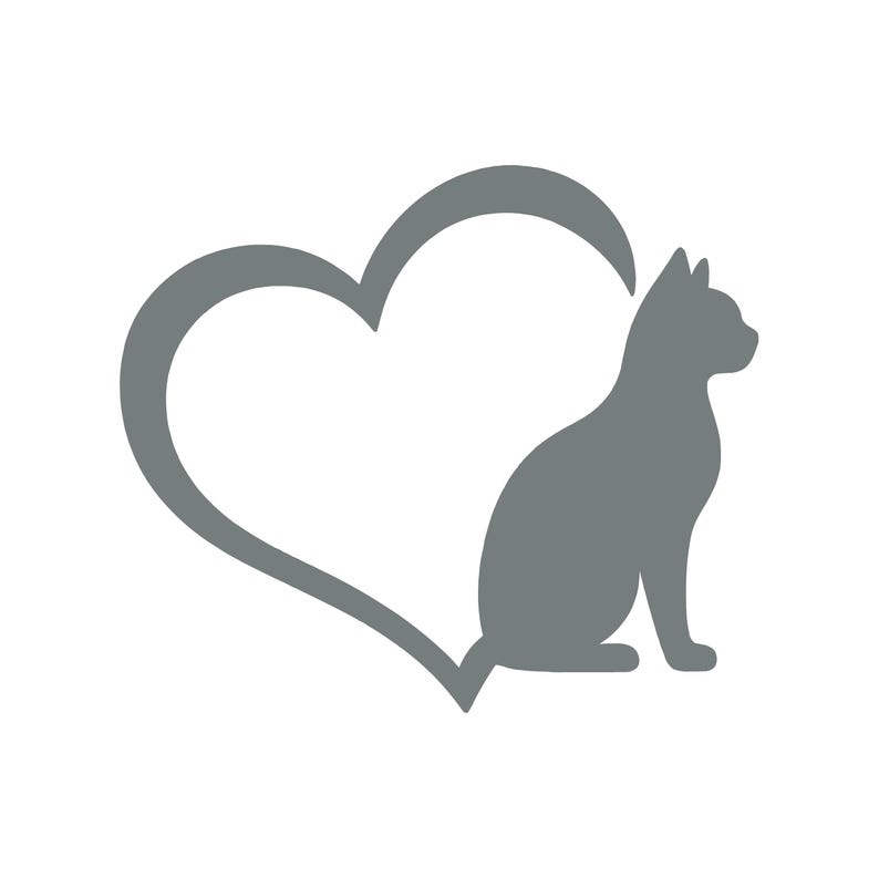 Cat Tail Heart Vinyl Decal Car Truck Window Laptop Sticker Grey