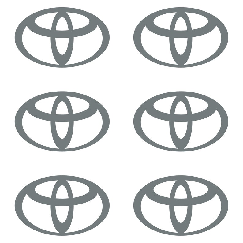 Small Toyota logo Vinyl Decals Set of 6 Gray