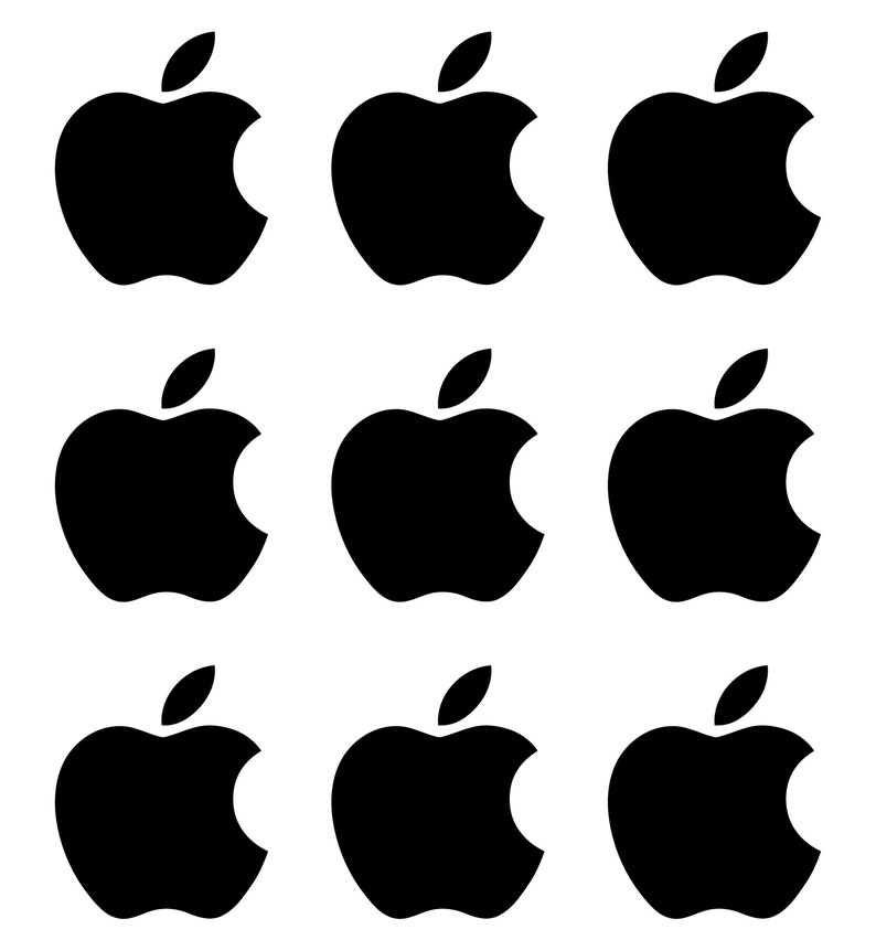 Kleine Apple Logo Vinyl Aufkleber im 9er Set Schwarz