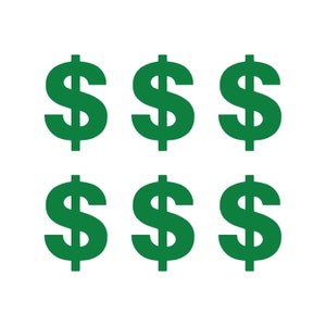 Dollartecken vinyldekaler Set om 6
