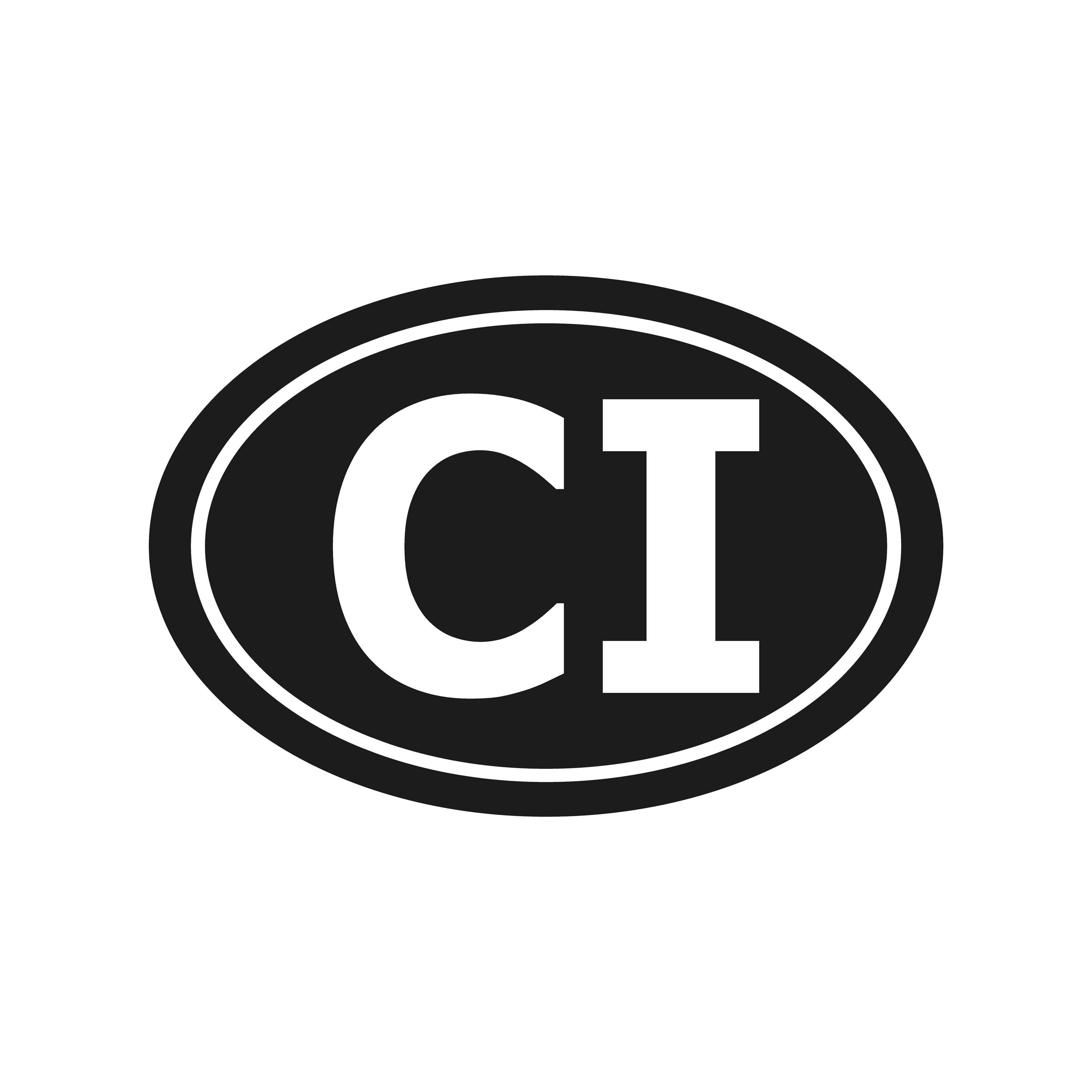 Côte d'Ivoire Initialen Vinyl Aufkleber Fenster Oval CI Aufkleber