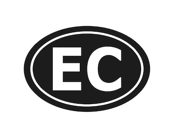 Ecuador country initials Vinyl Decal Window Oval EC Sticker