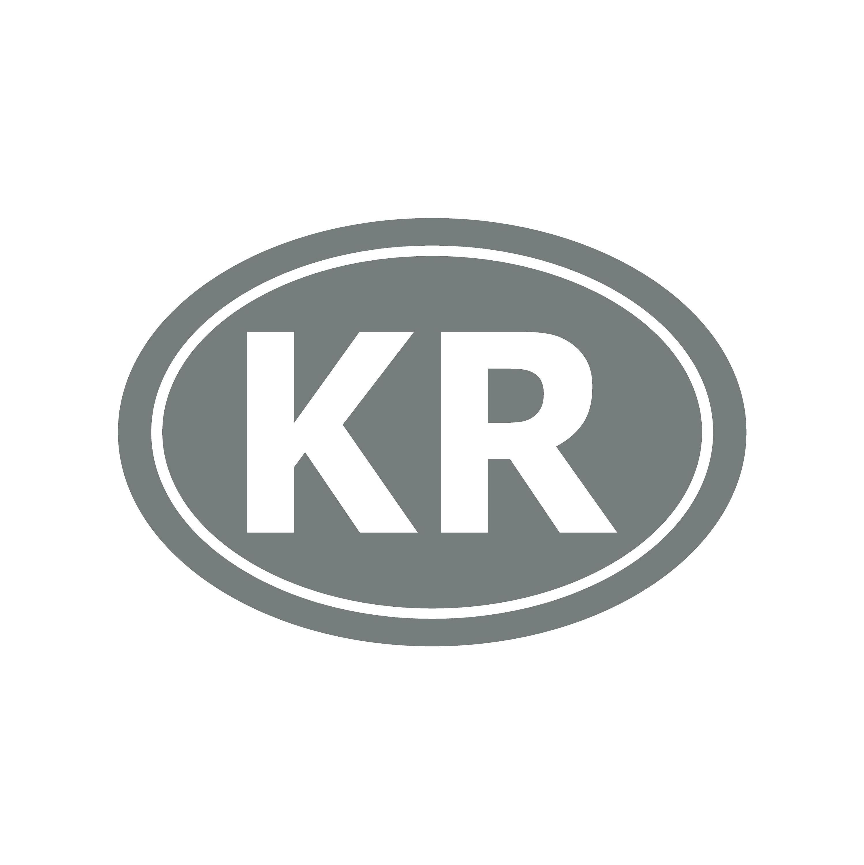 韓国の国名イニシャルビニールデカールウィンドウオーバルKRステッカー