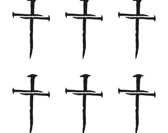 Nail crosses Christian Cross Vinyl Decals Stickers Set of 6