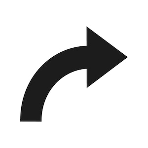 May include: A black, curved arrow pointing to the right. The arrow has a rounded base and a sharp, triangular head. The background is plain white.