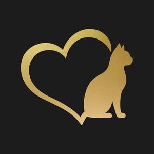 Cat Tail Heart Vinyl Decal Car Truck Window Laptop Sticker Gold