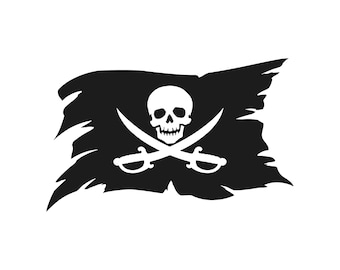 Crossed Pirate Swords Skull Flag Cutlass Vinyl Decal Jolly Roger Car Sticker