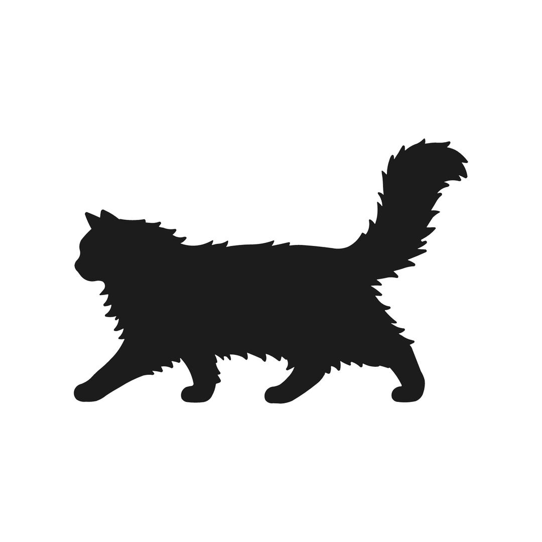 Fluffy Cat Silhouette Vinyl Decal Window Laptop Pet Animal Walking 