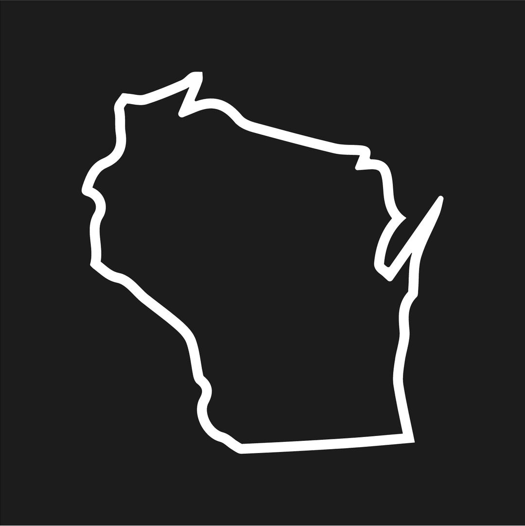 Wisconsin Outline Vinyl Decal Hallow State Line Shape Sticker - Etsy