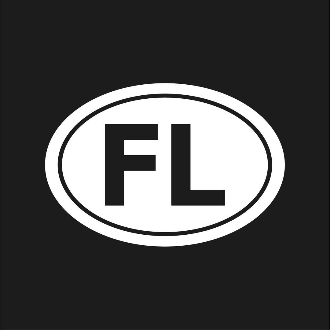 Fl Initals Florida FL State Initials Vinyl Decal Window Oval FL Laptop Sticker - Etsy