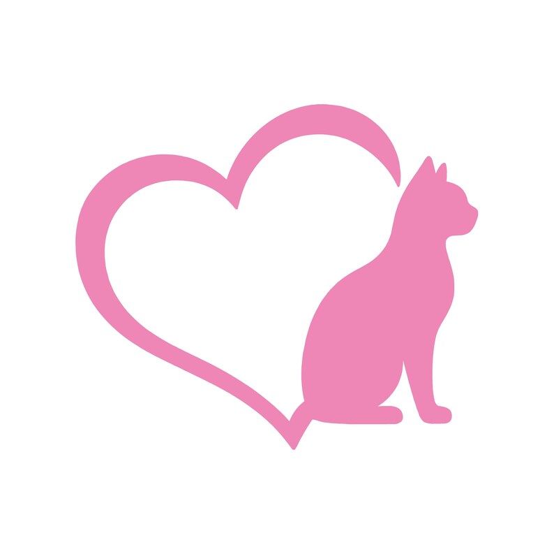 Cat Tail Heart Vinyl Decal Car Truck Window Laptop Sticker Light Pink