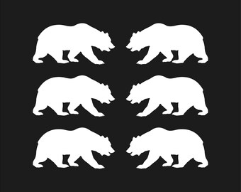 Set of 6 California bear Vinyl decal sticker