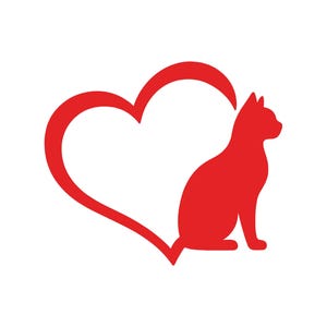 Cat Tail Heart Vinyl Decal Car Truck Window Laptop Sticker Red