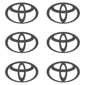 Small Toyota logo Vinyl Decals Set of 6 Dark Gray