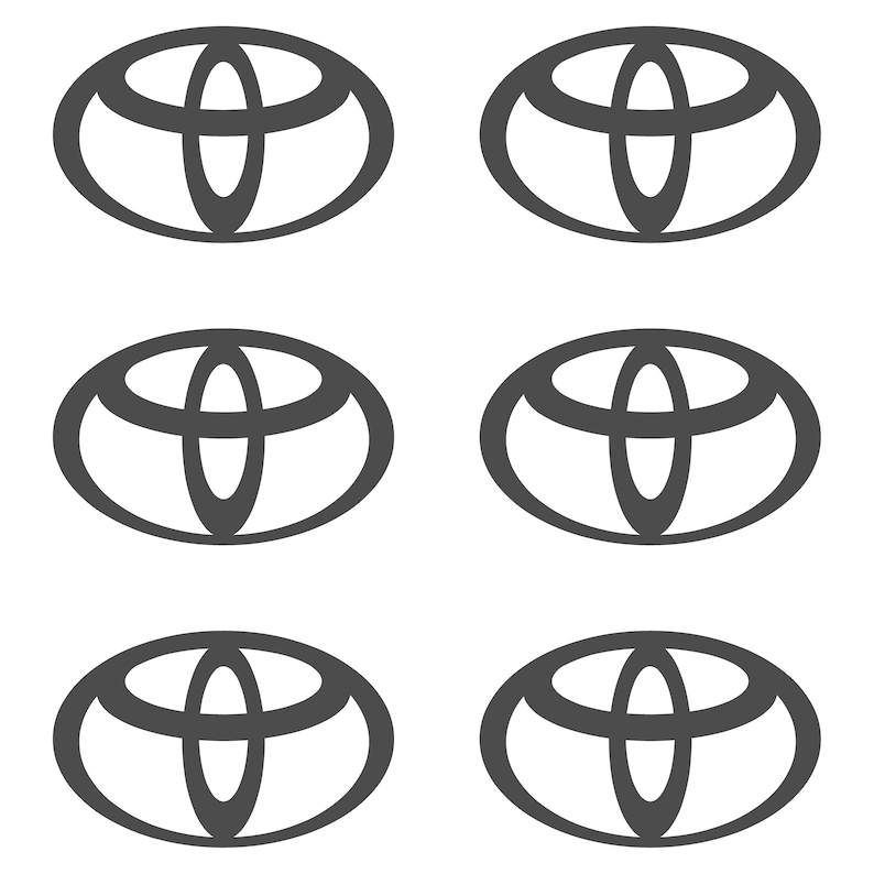 Small Toyota logo Vinyl Decals Set of 6 Dark Gray