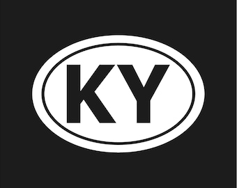 Kentucky KY Initialen Vinyl Aufkleber Fenster Oval KY Laptop Sticker
