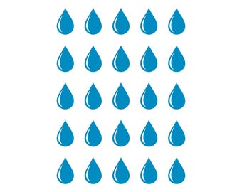 Tropfen Symbol Vinyl Sticker Set von 25 Wassertropfen Sticker Bogen