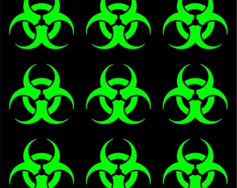 Set aus 9 Biohazard Vinyl Decals Sticker
