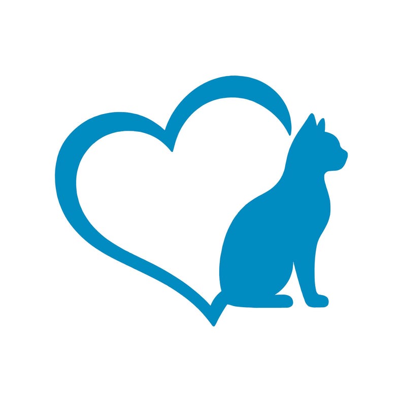 Cat Tail Heart Vinyl Decal Car Truck Window Laptop Sticker Light Blue