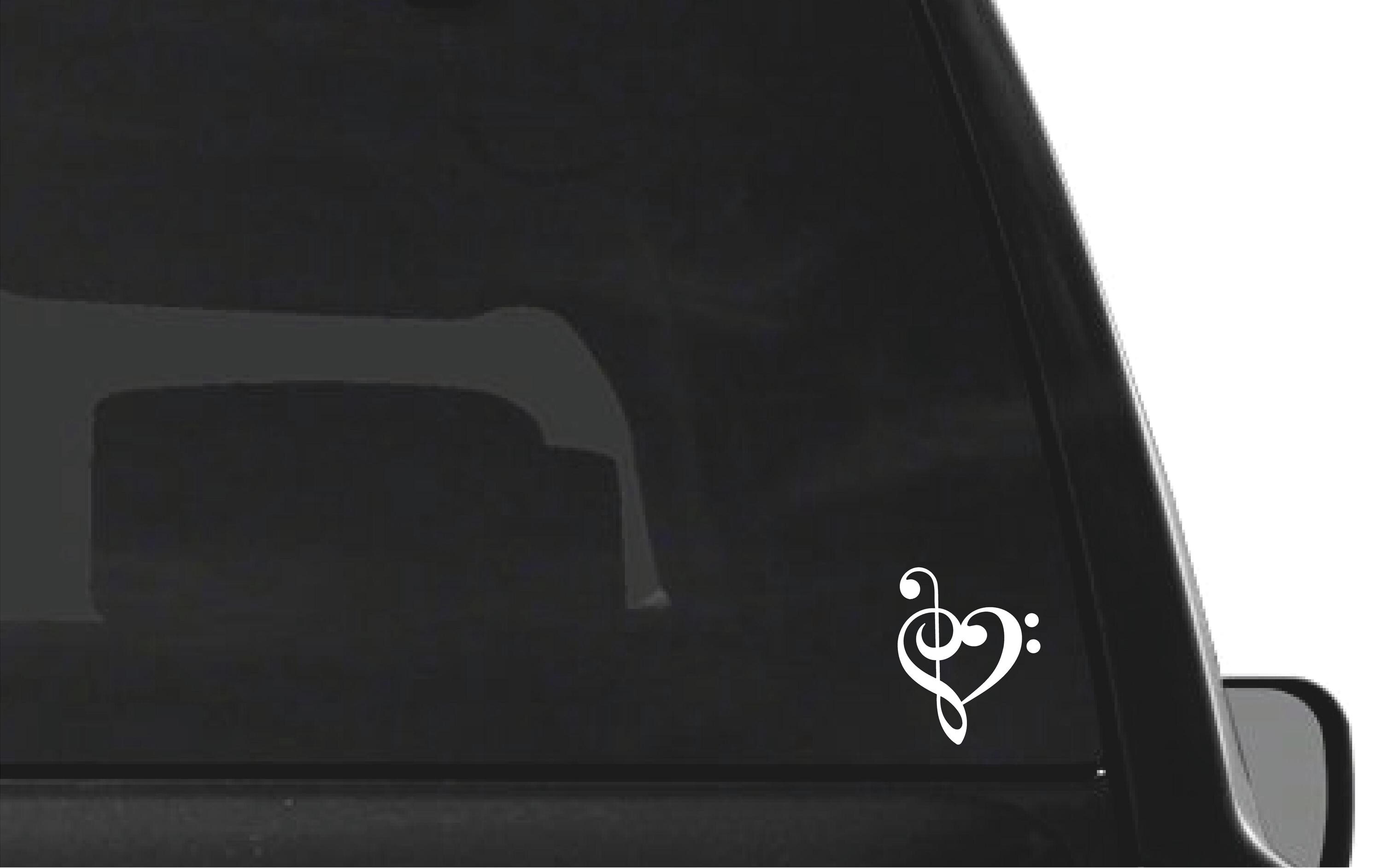 Bass Clef Treble Heart Vinyl Decal Car SUV G Clef Love of Music Sticker ...