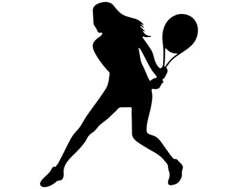 Calcomanía de vinilo para jugador de tenis, pegatina para ventana de coche y portátil, jugador de tenis para mujer