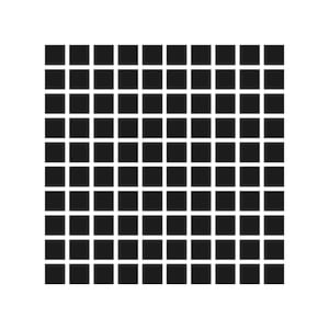 Puede incluir: Un patrón geométrico compuesto por una cuadrícula de cuadrados negros sobre un fondo blanco. Los cuadrados están espaciados uniformemente, creando un diseño similar a un tablero de ajedrez. La imagen es un patrón simple y geométrico.