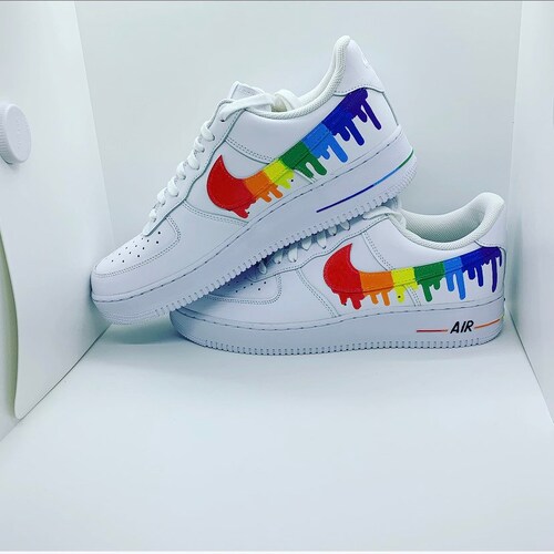 Rainbow Drip Custom Air Force 1's - Etsy