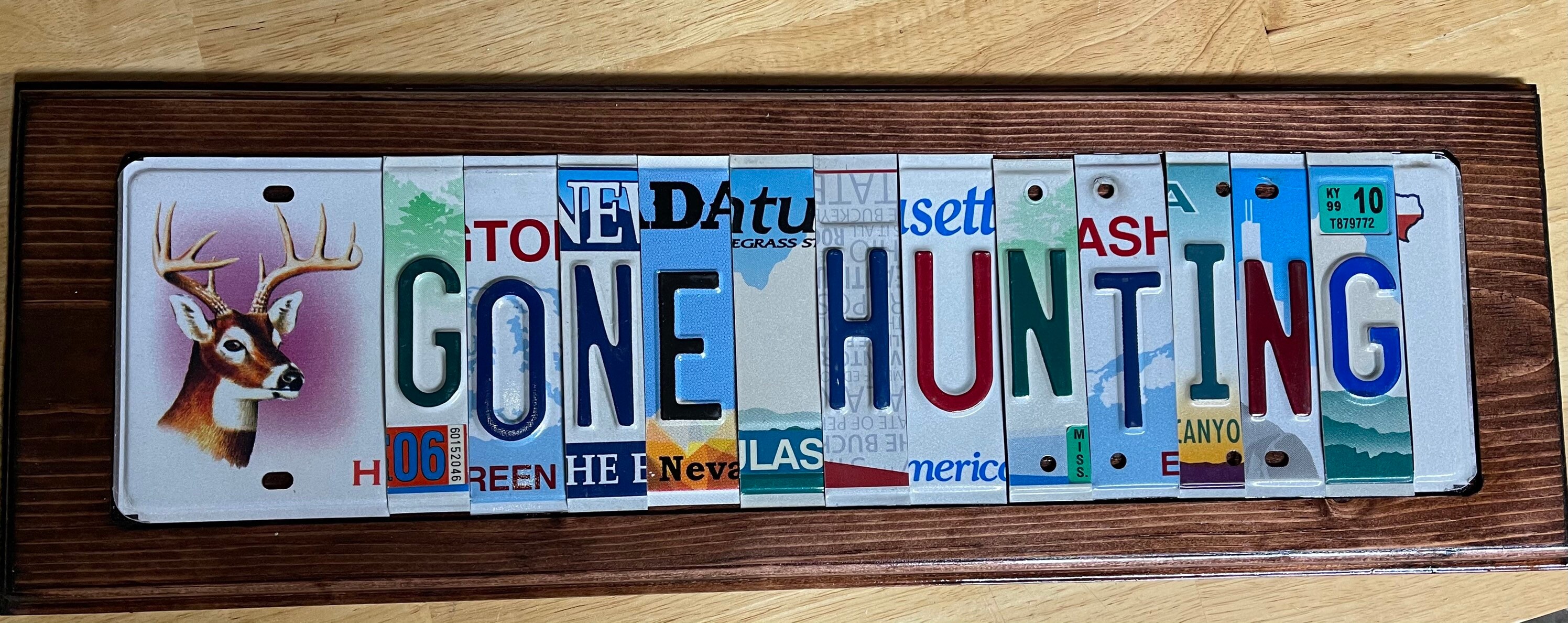 Gone Hunting license plate sign Etsy