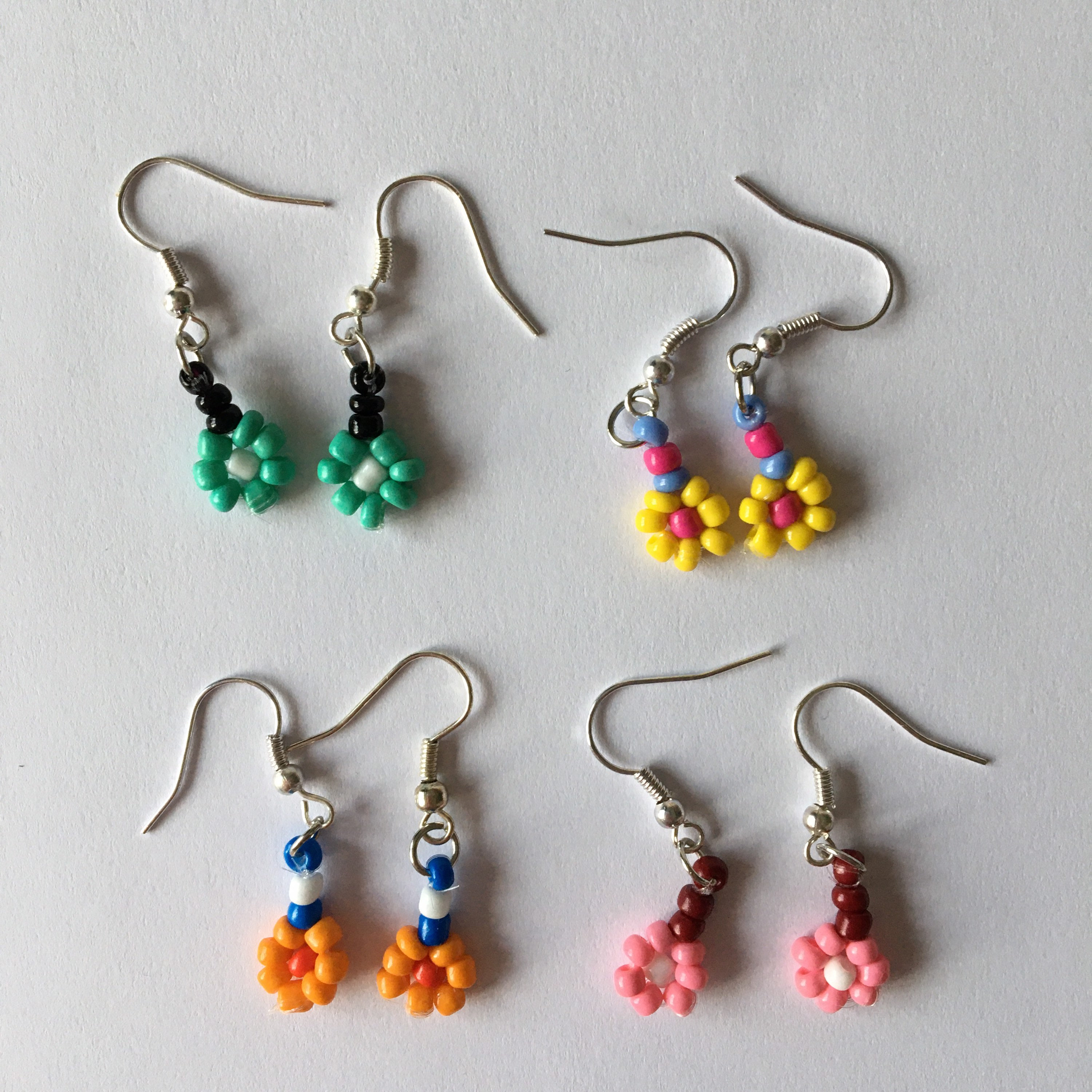 Daisy Bead Seed Bead Flower Earrings Handmade More Colours Etsy