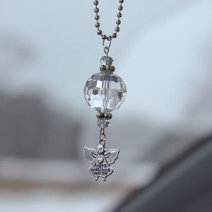 Car Religious Guardian Angel Rear View Mirror Charm Auto Decor Sun Catcher Hanging Dangler Accessory Car Charm