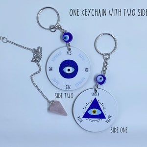 Evil Eye Keychain Mini Pendulum Dowsing Chart Portable Small Compact Travel Size (PENDULUM NOT INCLUDED)
