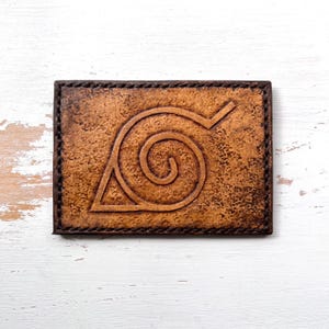 Naruto wallet , Konoha symbol leather wallet , small card wallet, handmade wallet , anime wallet