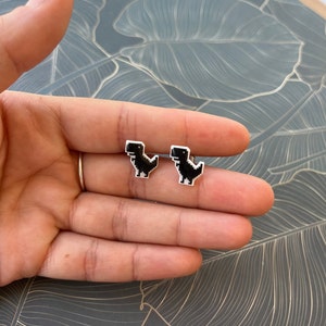 Chrome&#39;s T-Rex dinosaur game earrings, Gift for computer nerd