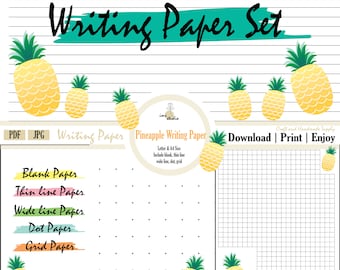 Pineapple Stationery Set: Letter Writing Paper (Digital Download)