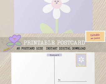 Printable Postcard | Have a Nice Day Floral Illustration | Editable Canva Postcard | COMMERCIAL USE (LIMITED)