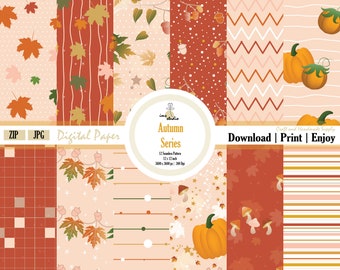 Autumn Series digital paper for Scrapbook, printable Paper, Mixing Pattern, Instant Download. EDP-0023