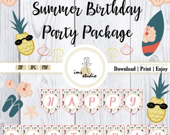 Summer Birthday Party Package: Printable Ocean Theme (Digital Download)