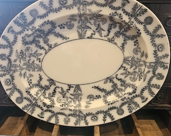Large Antique Blue Transferware Platter by Copeland Spode
