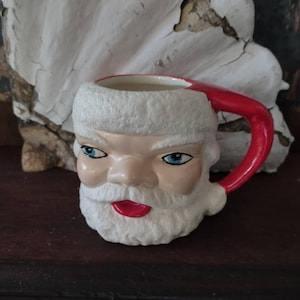 Vintage Ceramic Hand Painted Santa Mug
