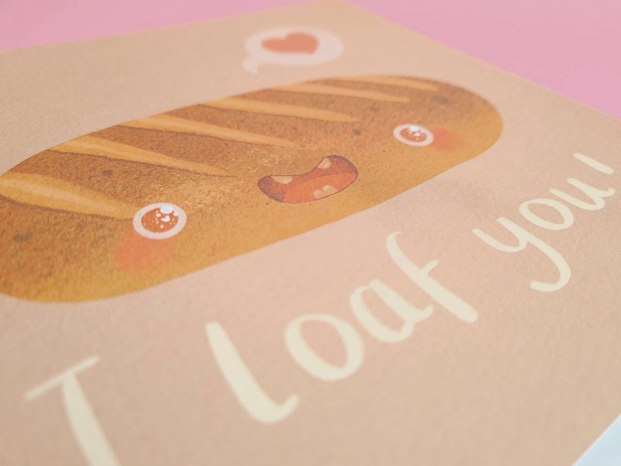 I Loaf You Card Cute kawaii I loaf you love bread blank Etsy