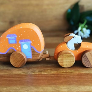 Jouet de caravane en bois, cadeau de caravane en bois pour les garçons, jouet naturel, jouet Waldorf, jouet écologique, jouets pour tout-petits image 1