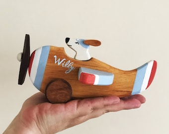 Holzspielzeug Flugzeug / Holzflugzeug / Personalisiertes Spielzeug / Montessori Spielzeug / Holz Babyspielzeug / Lernspielzeug / Waldorf Spielzeug / Öko Spielzeug