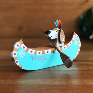 Wooden Canoe Toy: Alder Wood, Eco-Friendly Paint