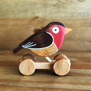 Toddler Toy , Toy For 1 Year Old , Wood Pull Toy , Handmade Wood Toys , Pull Toy Bird , Cute Bird