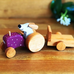 Wooden Tractor Toy: Waldorf Eco-Friendly Alder Wood Farmer Toy